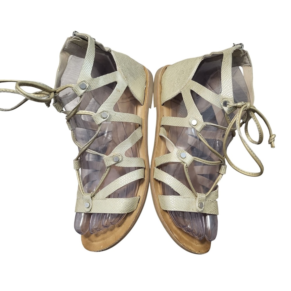 Dolce Vita Gold Snakeskin Gladiator Sandals Strappy Lace Up Flat Festival Boho 7